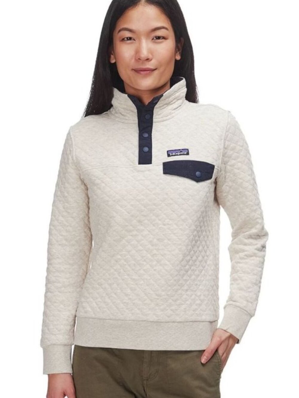 Patagonia Organic Cotton Quilt Snap-T Pullover Sweatshirt Birch White Sz Medium - Picture 1 of 16
